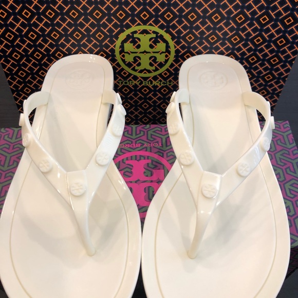 NIB Tory Burch Studded Logo Jelly Flip Flop Sz. 8 - Picture 2 of 6